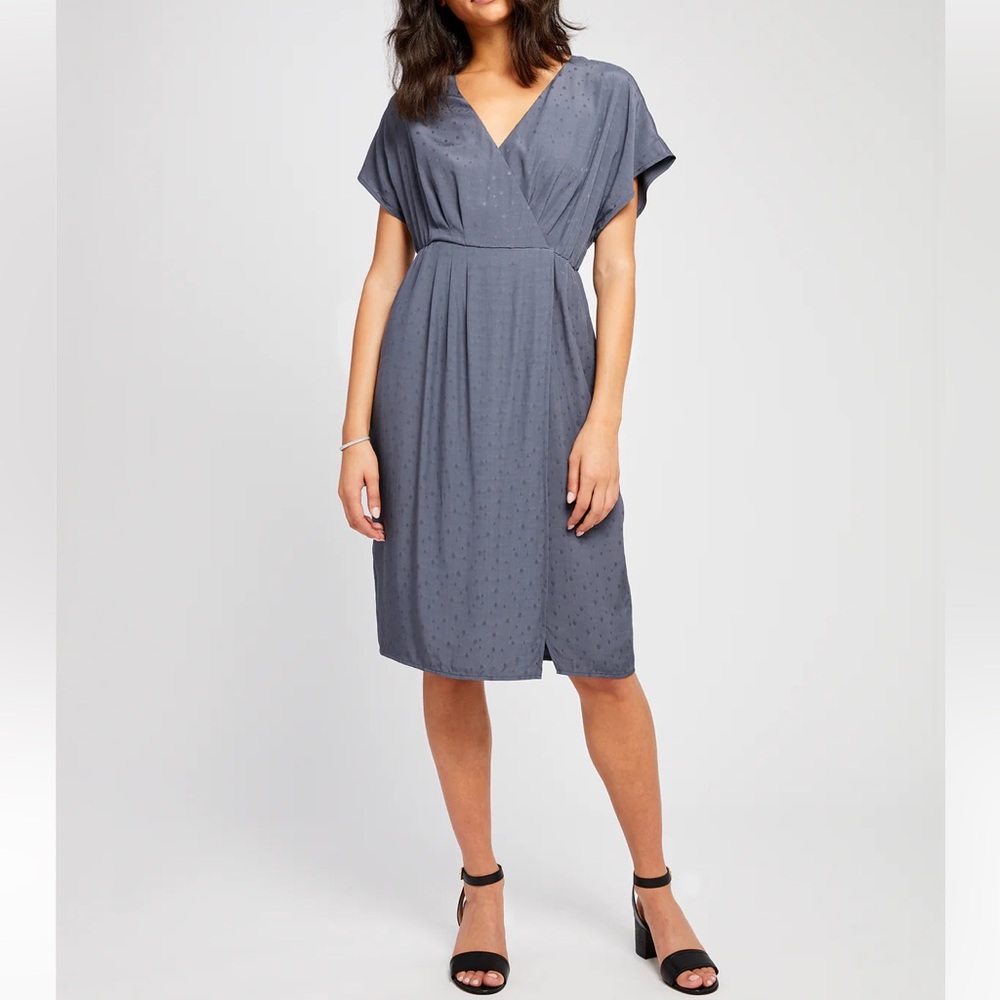 Grey V-Neck Wrap Dress